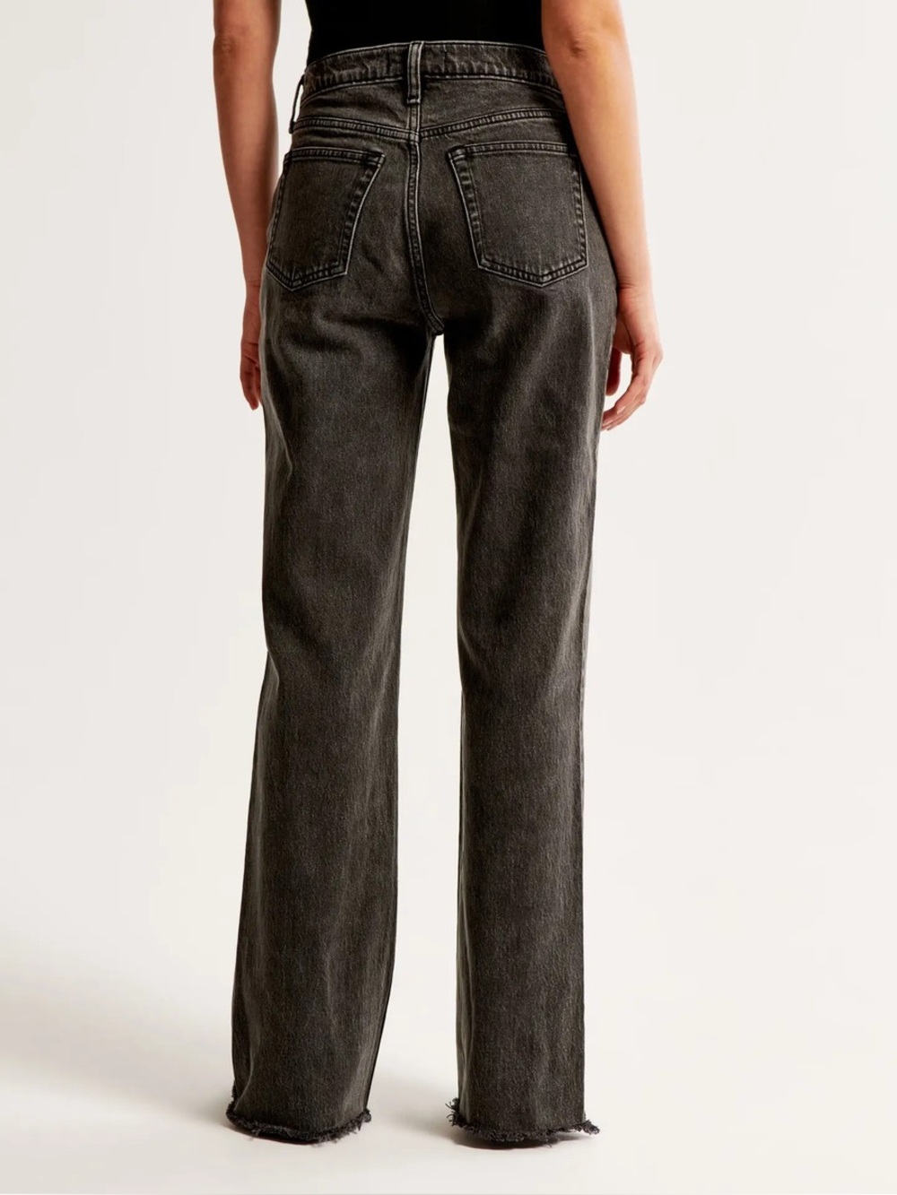 Abercrombie The Baggy Low Rise Jean Black Size 29 8R Raw Hem Cotton - Picture 4 of 10